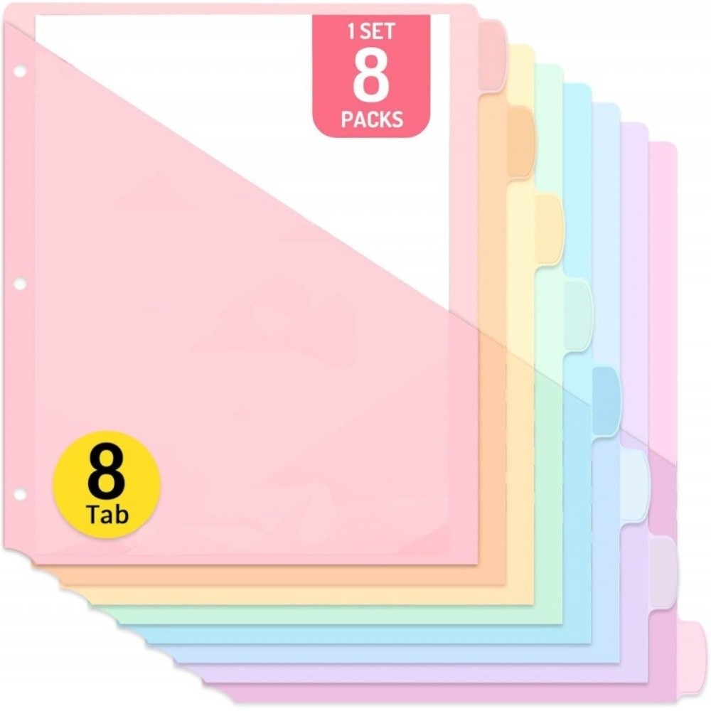 Tab Divider A4 - 8 pcs A4 Pastel Binder Dividers