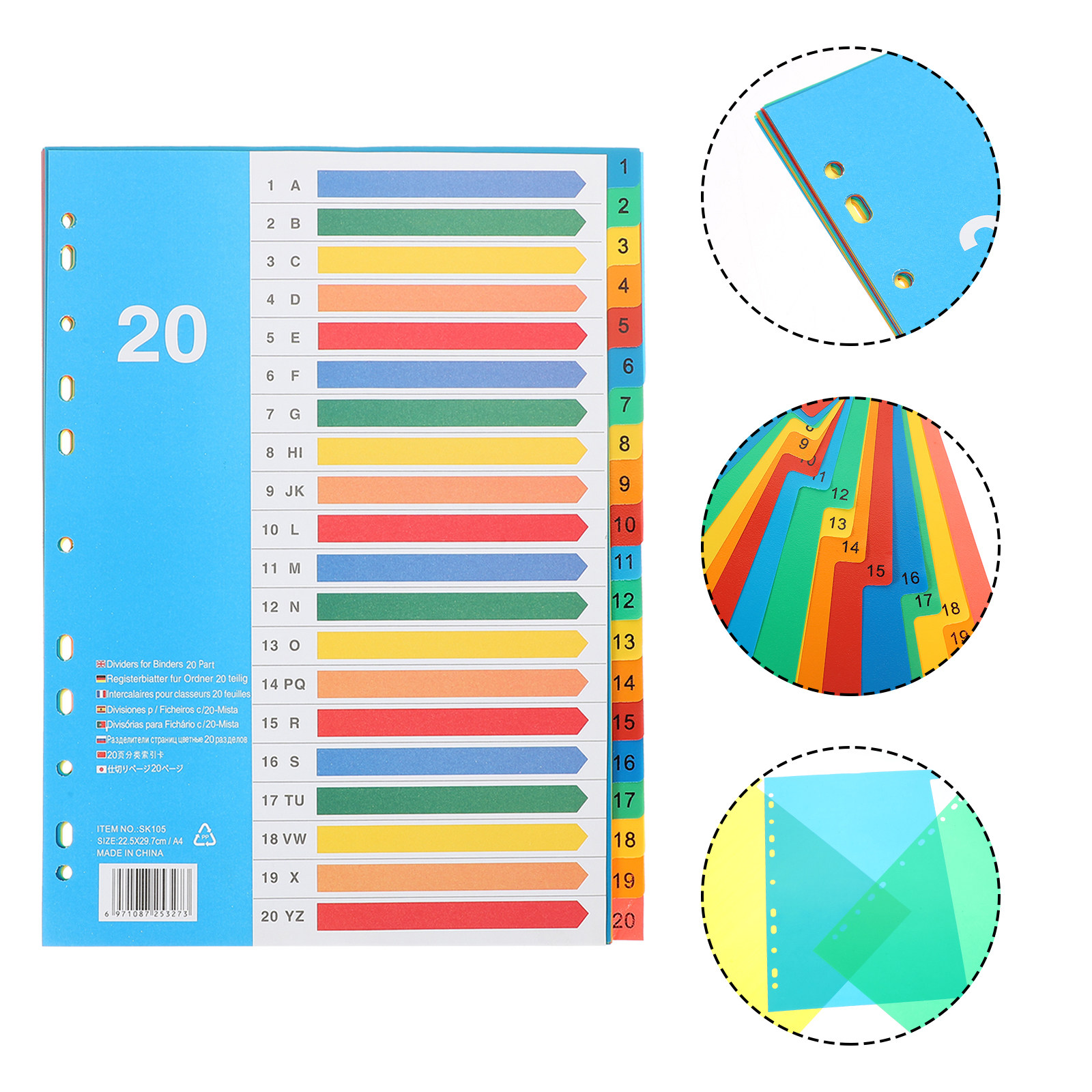 5Pcs Binder Dividers Colored P - Tab Divider A4 评论和价格