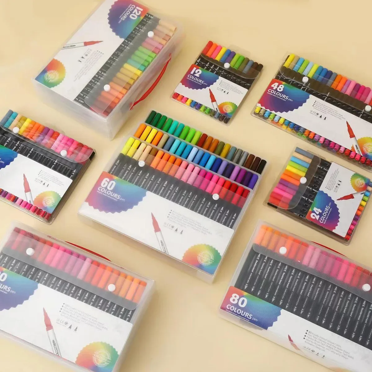 12-120 Colors Markers Set Dual - Correction Pen Fine 评论和价格