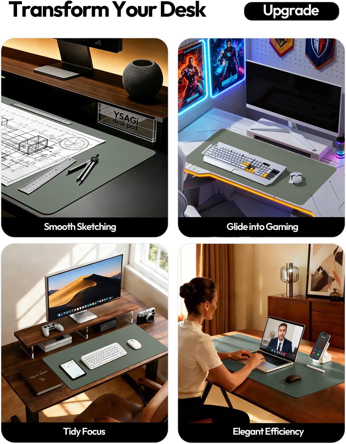 Leather Desk Pad Protector, La - Leather Desk Pad 评论和价格