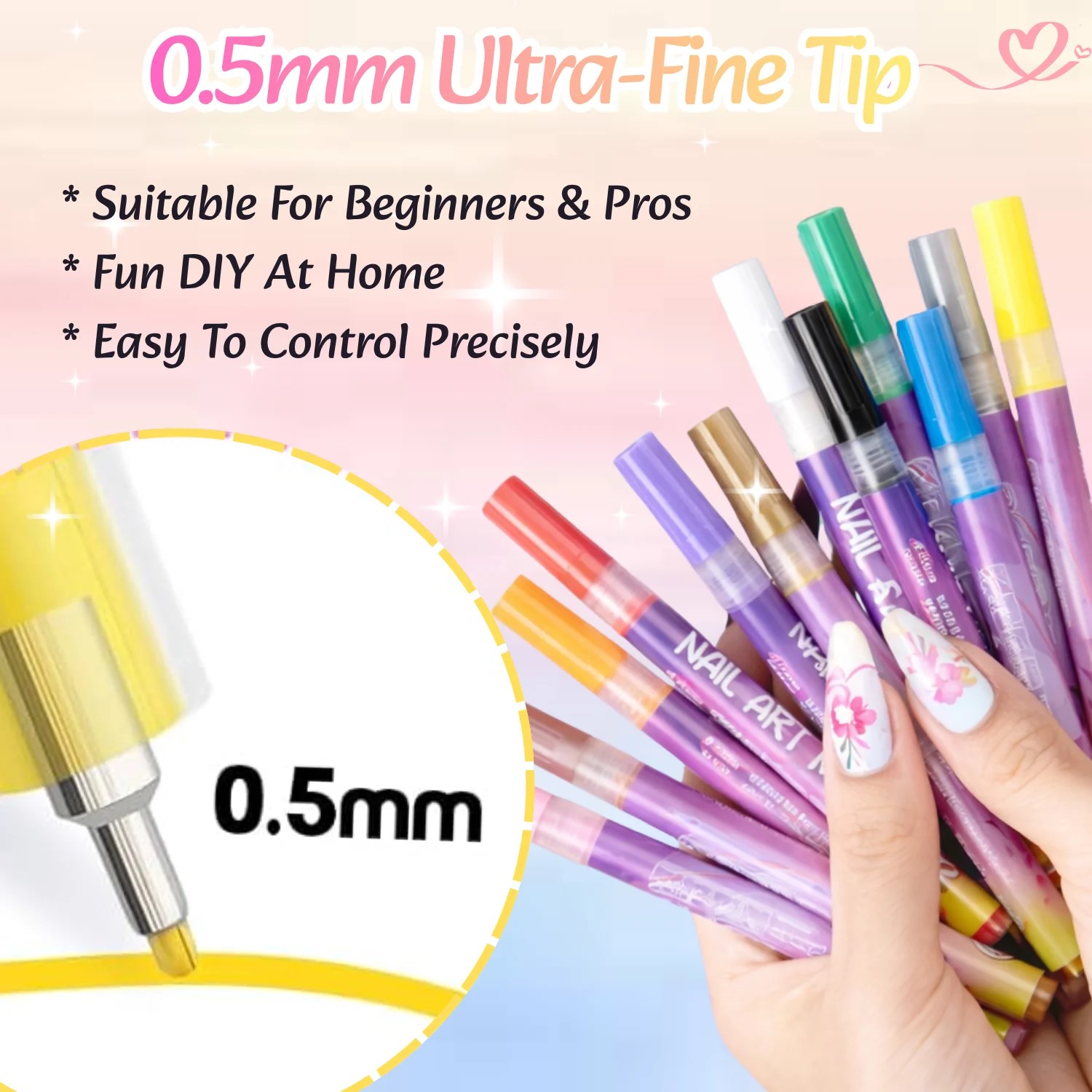 12 Colors 3D Nail Art Pens Set - Correction Pen Fine 评论和价格